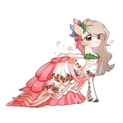 Size: 700x700 | Tagged: safe, artist:dreamsugar, derpibooru import, oc, oc only, pony, clothes, commission, dress, female, flower, mare, rose, simple background, solo, white background