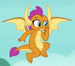 Size: 832x736 | Tagged: safe, derpibooru import, screencap, smolder, dragon, non-compete clause, cropped, dragoness, female, flying, raised eyebrow, solo, spread wings, wings