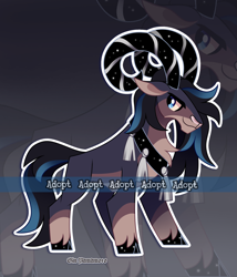 Size: 2219x2593 | Tagged: safe, artist:gkolae, derpibooru import, oc, oc only, goat, adoptable, choker, horns, smiling, solo, unshorn fetlocks, watermark, zoom layer