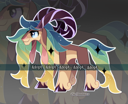 Size: 3277x2674 | Tagged: safe, artist:gkolae, derpibooru import, oc, oc only, goat, adoptable, ethereal mane, horns, smiling, solo, starry mane, unshorn fetlocks, watermark, zoom layer