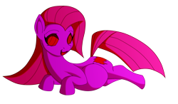 Size: 2656x1552 | Tagged: safe, artist:animewave, derpibooru import, pinkie pie, earth pony, pony, :d, female, lying down, mare, open mouth, open smile, pinkamena diane pie, pregnant, prone, simple background, smiling, solo, transparent background