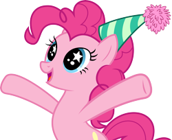 Size: 7336x6000 | Tagged: safe, artist:gamemasterluna, derpibooru import, pinkie pie, earth pony, pony, pinkie pride, .svg available, cute, diapinkes, happy, hat, hooves out, party hat, simple background, solo, starry eyes, transparent background, vector, wingding eyes