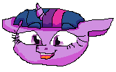 Size: 168x104 | Tagged: safe, derpibooru import, twilight sparkle, pony, ambiguous race, eyebrows, head only, horn, ms paint, simple background, smiling, solo, white background