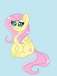 Size: 2233x2977 | Tagged: safe, artist:cinematic-fawn, derpibooru import, fluttershy, pony, blue background, simple background, solo