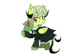 Size: 3582x2630 | Tagged: safe, alternate version, artist:idkhesoff, derpibooru exclusive, derpibooru import, oc, oc:dew springs, alicorn, pony, alicorn oc, augmented, augmented tail, bowtie, clothes, dress, ear piercing, earring, fangs, female, fishnets, gloves, horn, horns, jewelry, lip piercing, mare, mountain dew, nose piercing, open mouth, piercing, raised hoof, raised leg, simple background, soda, solo, stockings, tail, tattoo, thigh highs, transparent background, wings
