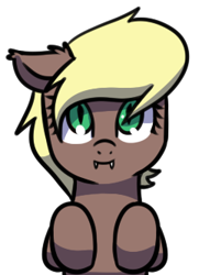Size: 241x332 | Tagged: safe, artist:neuro, derpibooru import, oc, oc only, oc:midnight song, bat pony, pony, bat pony oc, bust, ears, fangs, female, floppy ears, looking at you, mare, simple background, slit eyes, smiling, smiling at you, solo, transparent background