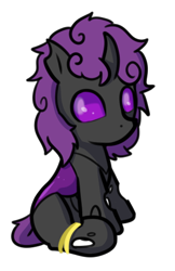 Size: 336x519 | Tagged: safe, artist:neuro, derpibooru import, oc, oc only, changeling, anklet, changeling oc, jewelry, purple changeling, simple background, sitting, solo, transparent background