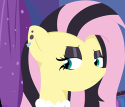 Size: 3500x3000 | Tagged: safe, artist:reinbou, derpibooru import, fluttershy, pegasus, pony, alternate hairstyle, boutique, goth, solo