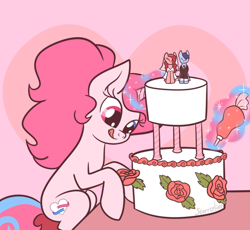 Size: 900x829 | Tagged: safe, artist:starrtoon, derpibooru import, oc, oc only, pony, unicorn, cake, food, frosting, heterochromia, solo, wedding cake