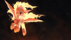 Size: 1920x1080 | Tagged: safe, artist:glazirka, derpibooru import, daybreaker, alicorn, armor, female, flying, glowing, glowing horn, horn, mare, solo, wallpaper