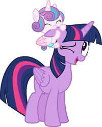 Size: 3000x3742 | Tagged: safe, artist:jp, derpibooru exclusive, derpibooru import, princess flurry heart, twilight sparkle, twilight sparkle (alicorn), alicorn, pony, a flurry of emotions, .svg available, baby, baby pony, biting, cute, daaaaaaaaaaaw, duo, duo female, ear bite, eyes closed, female, one eye closed, simple background, svg, transparent background, vector