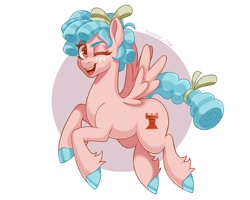 Size: 2500x2000 | Tagged: safe, artist:zendora_tpw, derpibooru import, cozy glow, pegasus, pony, female, filly, foal, one eye closed, open mouth, open smile, smiling, solo, wink