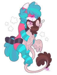 Size: 1000x1300 | Tagged: safe, artist:puppie, derpibooru import, oc, oc only, oc:puppie, oc:snowby, earth pony, pegasus, clothes, cuddling, cute, hug, simple background, socks, striped socks, transparent background