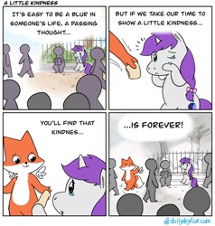 Size: 1460x1531 | Tagged: safe, artist:dailyskyfox, derpibooru import, oc, fox, unicorn, comic, positive message, sad