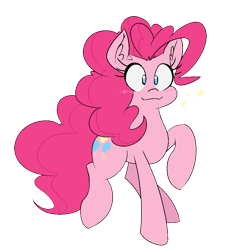 Size: 1058x1133 | Tagged: safe, artist:reiduran, derpibooru import, pinkie pie, earth pony, pony, female, looking at you, mare, raised hoof, raised leg, simple background, solo, stars, transparent background