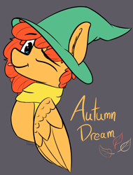 Size: 2414x3182 | Tagged: safe, artist:pinkberry, derpibooru import, oc, oc only, oc:autumn dream, pegasus, pony, clothes, looking at you, male, one eye closed, ralsei hat, request, requested art, scarf, stallion, tongue, tongue out, wink, winking at you