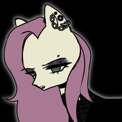 Size: 1024x1024 | Tagged: safe, artist:t-0-rtured, derpibooru import, fluttershy, pegasus, pony, chains, doodle, ear piercing, female, fluttergoth, goth, mare, piercing, solo