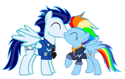 Size: 1135x720 | Tagged: safe, artist:mlplary6, derpibooru import, rainbow dash, soarin', pegasus, pony, the last problem, female, kissing, male, mare, older, older rainbow dash, older soarin', older soarindash, shipping, simple background, soarindash, stallion, straight, transparent background, vector