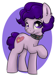 Size: 1559x2087 | Tagged: safe, artist:dumbwoofer, derpibooru import, oc, oc:stitch tight, earth pony, fallout equestria, bomb collar, collar, female, looking at you, mare, raised hoof, raised leg, scar, simple background, slave, smiling, solo, transparent background