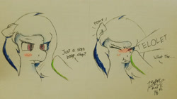 Size: 3264x1836 | Tagged: safe, artist:pwnagespartan, derpibooru import, oc, oc only, bat pony, pony, blushing, boop, fangs, indonesia, noseboop, telolet, traditional art
