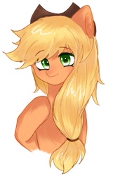 Size: 510x792 | Tagged: safe, artist:0704jiushuang, derpibooru import, applejack, earth pony, pony, applejack's hat, clothes, cowboy hat, female, hat, looking at you, mare, simple background, solo, white background