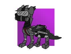 Size: 1600x1200 | Tagged: safe, artist:grandfinaleart, derpibooru import, oc, oc only, oc:coal, dragon, armor, boots, clothes, digital art, dragon oc, fangs, gradient background, helmet, horns, mask, non-pony oc, purple eyes, shoes, simple background, solo, suit, sword, transparent background, visor, weapon, wings