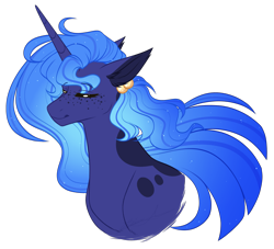 Size: 1916x1739 | Tagged: safe, artist:purplegrim40, derpibooru import, oc, oc only, oc:lunette, pony, unicorn, bust, ear piercing, earring, female, horn, jewelry, mare, piercing, simple background, solo, transparent background, unicorn oc