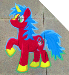 Size: 3424x3708 | Tagged: safe, alternate version, artist:malte279, derpibooru import, oc, oc only, pony, unicorn, chalk, chalk drawing, galacon, galacon 2022, solo, traditional art