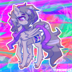 Size: 2685x2685 | Tagged: safe, artist:yumkandie, derpibooru import, oc, oc only, pegasus, pony, chest fluff, clothes, commission, ear fluff, ears, female, high res, scarf, solo, unshorn fetlocks, wingding eyes