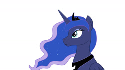 Size: 1280x720 | Tagged: safe, artist:erkints, derpibooru import, princess luna, alicorn, pony, bust, female, folded wings, horn, simple background, solo, vector, white background, wings