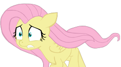 Size: 1280x706 | Tagged: safe, artist:benpictures1, fluttershy, pegasus, pony, my little pony: the movie, cute, ears, floppy ears, gritted teeth, inkscape, running, scared, shyabetes, simple background, transparent background, vector
