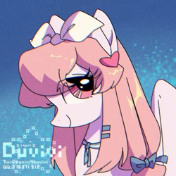 Size: 2000x2000 | Tagged: safe, artist:duvivi, derpibooru import, oc, oc only, pegasus, pony, blue background, bust, eye clipping through hair, female, looking at you, mare, portrait, profile, simple background, solo