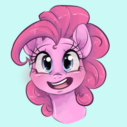 Size: 1029x1029 | Tagged: safe, artist:smirk, derpibooru import, pinkie pie, bust, colored sketch, ponk, simple background, solo