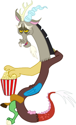 Size: 432x706 | Tagged: safe, artist:herrmyrddin, derpibooru import, discord, draconequus, the return of harmony, food, male, popcorn, simple background, solo, transparent background, vector