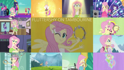 Size: 1280x721 | Tagged: safe, derpibooru import, edit, edited screencap, editor:quoterific, screencap, fluttershy, pinkie pie, rainbow dash, rarity, sci-twi, sunset shimmer, twilight sparkle, butterfly, better together, equestria girls, friendship games, friendship through the ages, hamstocalypse now, rainbow rocks, shake your tail, spring breakdown, the science of magic, better than ever, boots, clothes, cute, drums, eyes closed, female, flying, geode of fauna, geode of telekinesis, glasses, hairpin, magical geodes, microphone, musical instrument, one eye closed, open mouth, open smile, ponied up, ponytail, shoes, shyabetes, singing, smiling, spread wings, tambourine, tanktop, text, wings, wink
