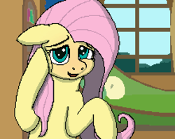 Size: 880x700 | Tagged: safe, artist:realdash, derpibooru import, fluttershy, pegasus, pony, blushing, cute, ears back, eyebrows, female, fluttershy's cottage (interior), hoof on cheek, looking at you, mane, mare, open mouth, raised hoof, raised leg, shyabetes, smiling, smiling at you, sofa, solo