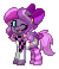 Size: 200x232 | Tagged: safe, artist:dematrix, derpibooru import, oc, oc only, oc:lillybit, earth pony, pony, adorkable, bow, clothes, cute, dork, female, hair bow, headphones, mare, one eye closed, open mouth, pixel art, pony town, simple background, socks, solo, striped socks, tail, tail bow, transparent background, wink