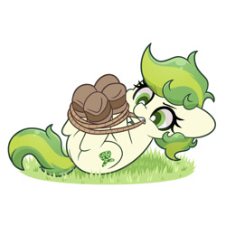 Size: 2000x2000 | Tagged: safe, artist:goyini01, derpibooru import, oc, oc only, oc:karakusa, earth pony, bondage, boots, female, filly, foal, grass, hogtied, rope, shoes, simple background, solo, tied up, white background