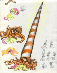 Size: 4948x6359 | Tagged: safe, artist:ja0822ck, derpibooru import, oc, alicorn, pony, ammonite, magic, traditional art