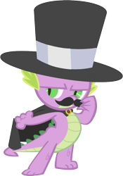 Size: 621x887 | Tagged: safe, artist:herrmyrddin, derpibooru import, spike, dragon, owl's well that ends well, dastardly spike, facial hair, hat, moustache, simple background, solo, top hat, transparent background, vector