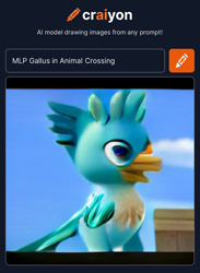 Size: 1162x1588 | Tagged: safe, derpibooru import, machine learning generated, gallus, griffon, animal crossing, artificial intelligence, cloud, craiyon, dall·e mini, sky, solo