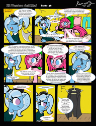 Size: 1024x1343 | Tagged: safe, artist:rammzblood, derpibooru import, pinkie pie, trixie, comic, spanish