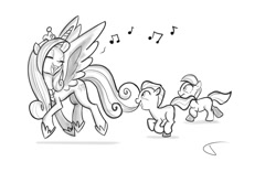 Size: 1200x847 | Tagged: safe, artist:lummh, derpibooru import, princess cadance, oc, alicorn, earth pony, pony, crown, foal, jewelry, regalia, singing