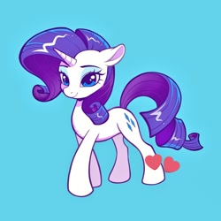 Size: 1024x1024 | Tagged: safe, artist:paipaishuaige, derpibooru import, rarity, pony, unicorn, blue background, female, heart, horn, mare, simple background, solo