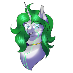 Size: 2000x2000 | Tagged: safe, artist:digitaldrawingmachine, derpibooru import, oc, oc:unity, pony, robot, robot pony, unicorn, commission, glowing, glowing eyes, glowing horn, horn, icon, metal, simple background, solo, transparent background