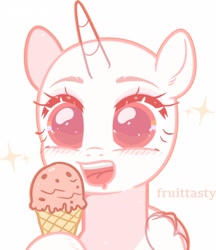 Size: 1280x1482 | Tagged: artist needed, safe, derpibooru import, oc, oc only, alicorn, :d, alicorn oc, base, cute, eyelashes, female, food, hoof hold, horn, ice cream, ice cream cone, mare, open mouth, open smile, simple background, smiling, solo, white background, wings