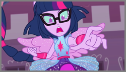 Size: 668x383 | Tagged: safe, artist:ga3758-on-deviant, derpibooru import, edit, midnight sparkle, sci-twi, twilight sparkle, equestria girls, equestria girls series, forgotten friendship, female, glasses, looking at you, ponied up, scitwilicorn, solo, super ponied up