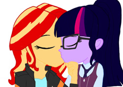 Size: 808x574 | Tagged: safe, artist:sunriseshimmer1275, derpibooru import, sci-twi, sunset shimmer, twilight sparkle, equestria girls, duo, duo female, female, jpg, kissing, lesbian, ponytail, scitwishimmer, shipping, simple background, sunsetsparkle, white background