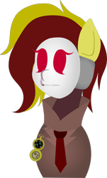 Size: 1980x3279 | Tagged: safe, artist:isaac_pony, derpibooru import, oc, oc:petit rouge, pony, cigarette, clothes, female, mask, pocket watch, simple background, solo, spy, suit, team fortress 2, tied, transparent background, vector