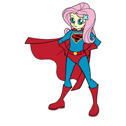 Size: 1000x1000 | Tagged: safe, artist:thatradhedgehog, derpibooru import, fluttershy, equestria girls, dc comics, simple background, superman, transparent background